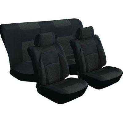 Stingray Majestic Quilted Car Seat Cover Set – 8 Piece (Black/Antracite)