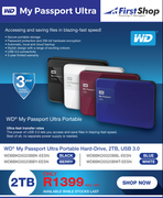 WD My Passport Ultra Portable Hard Drive 2TB USB 3.0 (Blue) WDBBKD0020BBL-EESN
