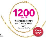 9ct Gold Chain And Bracelet Set-Per Set