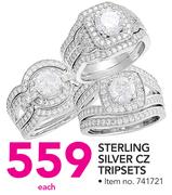 Sterling Silver CZ Tripsets-Each