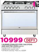 Defy 5 Burner Stainless Steel Gas Stove And Electric Oven DGS161