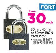 Fort Knox 30mm, 40mm Or 50mm Iron Padlock-Each