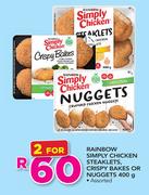 Rainbow Simply Chicken Steaklets,Crispy Bakes Or Nuggets-2 x 400g