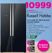 Russell Hobbs 516Ltr Side By Side Black Glass Finish