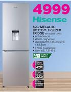 Hisense 420Ltr Metallic Bottom Freezer Fridge H420BME-WD