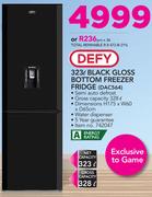 Defy 323Ltr Black Gloss Bottom Freezer Fridge DAC564