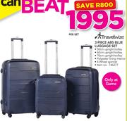 TravelWize 3 Piece ABS Blue Luggage Set-Per Set