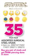 Studex Assorted Surgical Steel Studs-Per Pair