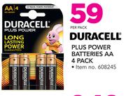 Duracell Plus Power Batteries AA 4 Pack-Per Pack