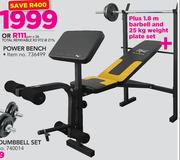 Everlast Power Bench Plus 1.8m Barbell And 25Kg Weight Plate Set