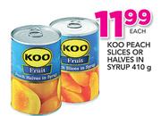 Koo Peach Slices Or Halves In Syrup-410g Each