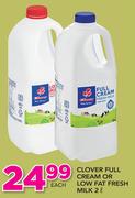 Clover Full Cream Or Low Fat Fresh Milk-2Ltr Each