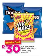 2 Doritos And 1 Nik Naks Chips Assorted-150g