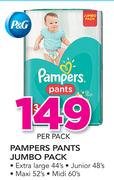 Pampers Pants Jumbo Pack(Extra Large 44's/Junior 48's/Maxi 52's Or Midi 60's Pack)-Per Pack