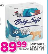 Baby Soft 2 Ply Toilet Tissue 18's Pack-Per Pack
