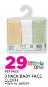Little One 3 Pack Baby Face Cloth-Per Pack