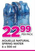 Aquelle Natural Spring Water-6x500ml Per Pack