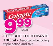 Colgate Toothpaste Assorted Excluding Triple Action And Salt-100g