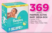 Pampers Active Baby Mega Box(Junior 111's/Maxi Plus 120's/Maxi 132's Or Midi 150's Pack)-Per Pack