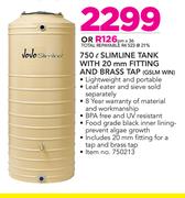 Vovo 750Ltr Slimline Tank With 20mm Fitting And Brass Tap GSLM WIN