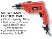 Black & Decker 500W Hammer Corded Drill-Each