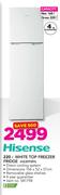 Hisense 220Ltr White Top Freezer Fridge H220TWH