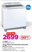 Defy 13Kg Twin Tub Washing Machine White DTT164