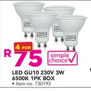 Simple Choice LED GU10 230V 3W 6500K 1PK Box-For 4