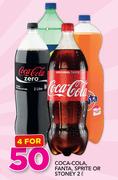 Coca-Cola, Fanta, Sprite Or Stoney-4 x 2Ltr