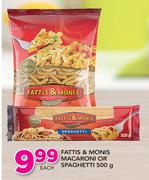 Fattis & Monis Macaroni Or Spaghetti-500g Each