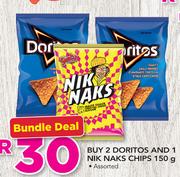 2 Doritos And 1 Nik Naks Chips 150g Bundle