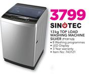 Sinotec 13Kg Top Load Washing Machine Silver T1311LS