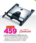 Sunbeam 4 Slice Sandwich Press SDSP-200