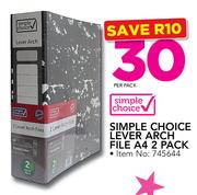 Simple Choice Lever Arch File A4 2 Pack-Per Pack