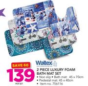 Waltex 2 Piece Luxury Foam Bath Mat Set-Per Set