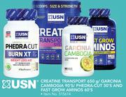 USN Creatine Transport 650g/Garcinia Cambogia 90's/Phedra Cut 30's And Fast Grow Aminos 60's
