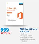 Microsoft MS Office 365 Home 1 Year Subs
