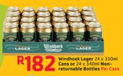 Windhoek Lager 24x330ml Cans Or 24x340ml Non Returnable Bottles-Per Case
