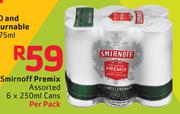 Smirnoff Premix Assorted 6x250ml Cans-per Pack