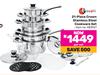 Tissolli 21 Piece Crown Stainless Steel Cookware Set-Per Set