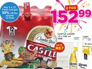 Castle Lager 12x340ml NRB-For 2 Pack