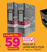 Simple Choice Pack Of 2 Lever Arch Files-For 2 Packs