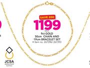 JCSA 9ct Gold 50cm Chain And 19cm Bracelet Set-Each