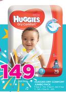 Huggies Dry Comfort Jumbo Pack(Size3 76's/Size4 66's/Size5 56's Or Size4+ 60's Pack)-Per Pack