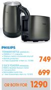 Philips 1.7Ltr Titanium Kettle HD9322.81 + 2 Slice Toaster HD2628.82-Per Set