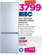 KIC 336Ltr Bottom Freezer Fridge (Metallic) KBF634 1ME