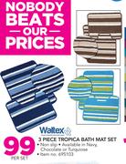 Waltex 3 Piece Tropica Bath Mat Set-Per Set
