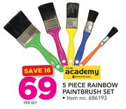 Academy 5 Piece Rainbow Paintbrush Set-Per Set