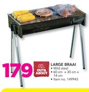 Out & About Mild Steel Large Braai 60x30x14cm