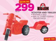 Bigjim Scooter And Trailer In Blue Or Red-Per Set
